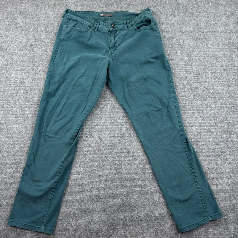 Levi's Pants Size 32W x 30L (16M) Teal Mid‎ Rise Skinny Flap Pocket Flaw Women's